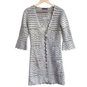 Boston Proper Crochet Duster Cardigan Sweater